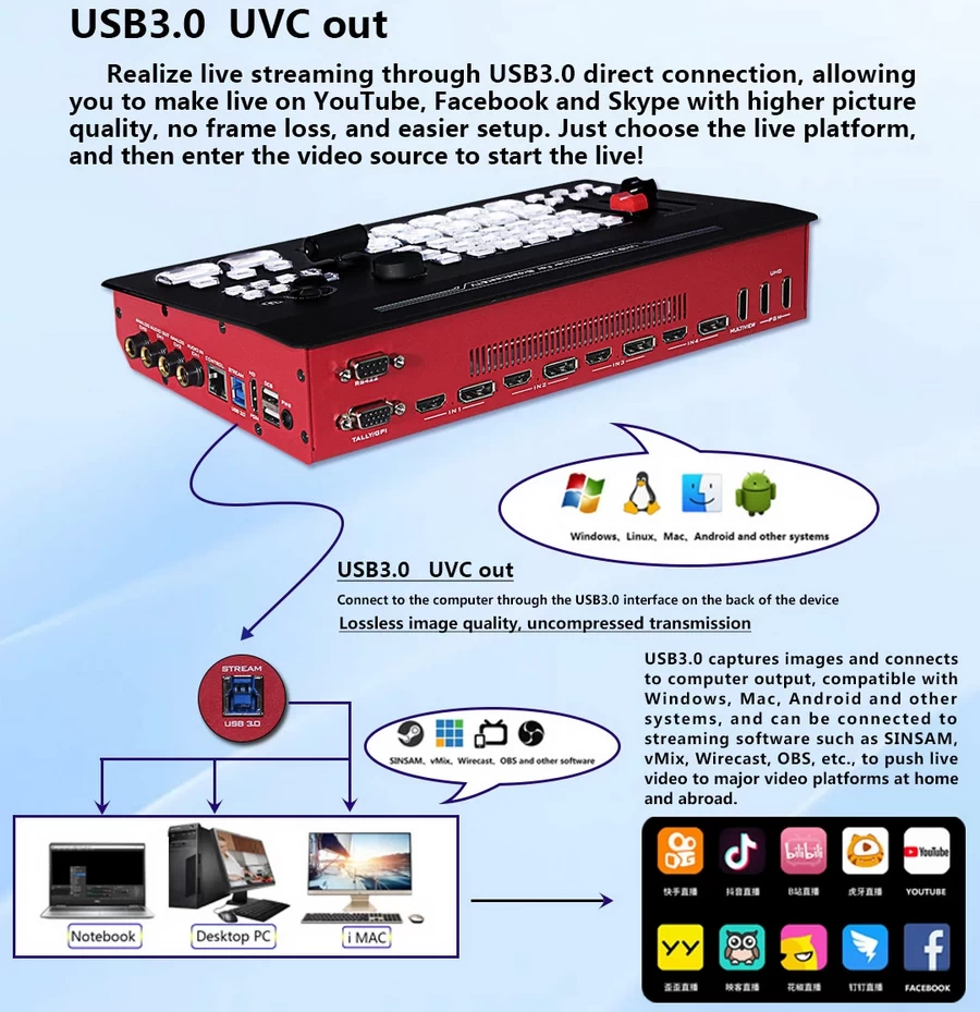 DeviceWell UHS7108 8-CH 4K60 UHD Switcher-Des2