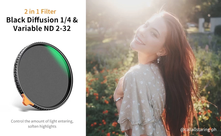 K&F Concept Black Diffusion (Mist) 14 and ND2-ND32 (1-5 Stop)Filter-Des1
